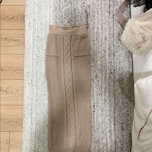 JLUXLABEL Textured Tan Pencil Skirt